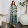 Etniska kläder mode batwing hylsa öppen mantel abaya muslimsk arabisk klänning dubai satin kaftan cardigan kimono turkisk islamisk ramadan