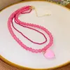 Anhänger Halsketten rosa Herz Zauberer Kristall Perlen Halskette CHOKER BLUCKILE Kette Mode Schmuck Schmuck