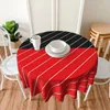 Table Cloth Two Tone Round Tablecloth Red And Black Striped Outdoor Retro Living Room Dining Design Cover