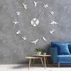 Hummingbird Big Designer Wanduhr Ruhige Sweep Naturtiere Fliegen DIY WALL Uhr Room Home Decor Acryluhr Vogelliebhaber Geschenk