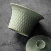 Cups Saucers Creative Dragon Terazileri Şarkı Porselen Gaiwan Çay Çin Tureen Lid TeAware Tören Seti Açık Yeşil Kaseler Chawan