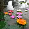 10/18cm Floating Lotus Artificial Flower Lifelike Water Lily Micro Landscape for Wedding Pond Garden Home Fake Lotus Plant Decor