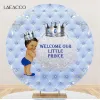 Royal Blue Crown Prince Birthday Round Backdrop Cover Boys Girls Baby Shower NEGHNABE DECAZIONE NECCHI