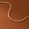 Metiseko Mini Rice Pearl Choker Necklace 925 Sterling Silver Chain 2.2-2.7mm幅天然淡水真珠の女性用240403