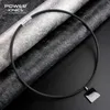 Colliers de pendentif Power Ionics Neutre allemand Anion noir Fibre carbone carré Collier d'anion à double face portable