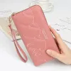 Women Wallet Pu Leather Leather Leather Leather Presal Card Carders Bag Bag Phone Female Long Staspper Wrist Design Wallet for Female