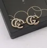 20Style Charm Earring Loop Drop Designer Ear Stud 18K Gold Plated Copper örhängen mode Kvinnor Märke bokstav kristall strass pärla kvinnor bröllop smycken gåvor