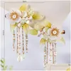 Hair Clips Barrettes 2Pcs Chinese Flower Hairpins Pearl Bride Ornament Colof Fringe Vintage Tiaras Headdress Jewelry Drop Delivery Hai Dhcit