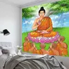Tapices Buda Tapiz Tapiz estampado Puro colgante Faith Budista Lotus Hippie Bohemio Poliéster Hoja de arte Decoración del hogar