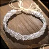 Haarclips Bronrettes Luxe Crystal Pearl Hoofdband Vine Tiara voor vrouwen Bruid Rhinestone Bridal Accessories Sieraden Band Drop levering Dhnok