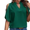 Blouses pour femmes Elegant Blouse à épaule élégante élégant en V Cold Cold Ajustement en liberté de couleur solide de couleur pour la mode