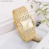 Orologi da polso oro di lusso da donna bracciale hot moda semplice diamante quadrato femmina quarzo esleto in acciaio inossidabile abito orologio240409