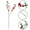 Dekorative Blumen 1PC Künstlicher Granatapfelzweige 9 Köpfe mit Blättern rot 64 cm für Party- und Hochzeitshausgartendekoration