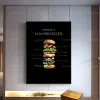 HD Prints Canvas Painting Wall Art Hamburger Info Graphisch eten Poster Modulaire foto Noordse thuisdecoratie voor restaurantkeuken