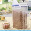 Förvaringsflaskor bakning av matlådan risfack med lock spannmålsbehållare dispenser mätkopp