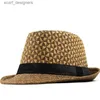 Wide Brim Hats Bucket Hats Brand Khaki Straw Hat Men Panama Caps Summer Style Sun Hat Beach Holiday Classic Male Hats and Caps Mens Trilby Hats Y240409