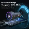 USB CAR Charger Мобильный мобильный телефон PD 30W Fast зарядка тип C Car Thone Зарядное устройство для iPhone 14 13 12 Samsung Xiaomi Huawei Honor