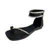 Sandalen Sandale weibliche mittlere Fersen -Strass -Mode -Mode Keil Sommer 2024 Orthopädische Schuh Damen Schuhe Römische klobige elegante Party
