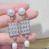 Boucles d'oreilles enracinement Love Square Colorful Pearl Oreing For Women Wedding Party Dubai Bridal Jewelry Boucle d'Oreille Femme Gift E10218