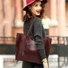 Umhängetaschen Asds-Women's Soft Leder Tote Tasche aus Quastenhandtasche (Rotwein)
