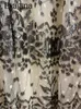 Robes décontractées Evagina Fashion Designer Robe Femme Round manche longue à manches longues Grey Retro Sequin High Waited Tulle