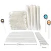 Baking Moulds 100Pcs White Lollipop Cake Paper Stick Pops Solid DIY Mold