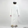 Boy Müslüman Cobe Polyester Rahat Juba Tobe İslami Geleneksel Elbise İşlemeli Elbise Çöp Beyaz Ramazan Dua Elbisesi 240328