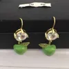 Designer Mui Mui Jewelry Miao Jias 21 New Green Apple Earrings Imitation Crystal Full Diamond Earhook High Grade Sweet Temperament Blue Fruit