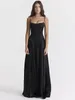 Casual Dresses Mozision Lace-Up Satin Maxi Slipdress Women Black Spaghetti Strap ärmlös Backless Dress Femme Club Party kväll