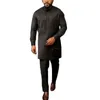 Herren Trailsuits elegante Anzughose Zwei-teilige runde Hals-Niegesstich-Langarmparty Social Ethnic Kleid