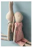 دمى أفخم لعبة Big Rabbit Cotton Toy Toy Toy Baby Doll Cute Handmade Linen Fabric Seleing Plush Filling Rabbit J240410