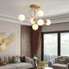 Salon Nordic Chandelier Home décor de plafond en or lampe de plafond pour chambre à coucher de chambre à coucher moderne en verre luminaire LED E27