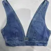 Luxe gewas tops zomer vrouwen render borduurwerk sexy off schouder zwarte tanktop casual mouwloze honderden diepe v denim halter bustier ondergoed