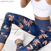 Yoga Outfits Yoga Pants Womens Fitness Sport Leggings Stripe Printing Elastic Gym Workout Tights S-XL Running Trousers Plus Size Y240410