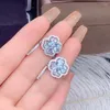 Bengelen oorbellen natuurlijke aquamarine 925 zilveren hoepel licht blauw edelsteen vast sterling eenvoudig voor vrouwen