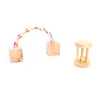 Jouets de lapins en bois / PVC naturels mignons Pine Dumbells Unicycle Bell Rouleau Toys For Guinée Pigs Rat Small Pet Molars Supplies