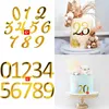 1 Conjunto 0-9 Números Bolo de feliz aniversário Topper Gold Prata Acrílico Cupcake Topper para crianças Decorações de bolo de aniversário