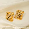 Chic Elegant Gold und Silberton 18k Gold Edelstahl Rechteck Muster Ohrringe Modezubehör