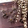 Wifreo 6PCS Griffith's Gnat River Dry Fly Small Size Trout Grayling Fly Fishing Lures Peacock Herl Body Grizzle Hackle #14-#20