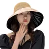 Frauen im Sommer Internet Red Big Eaves UV -Schutz Fischer schwarzer Gummi -koreanische Version Face and Sun Shield Hut