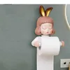 Toilet Paper Holders Toilet Paper Holder Cartoon Girl Resin Tissue Bracket Punch-free Roll Paper Shelf Bathroom Accessories Paper Towel Storage 240410