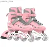 Inline rullskridskor barn skridskor skor justerbar nybörjare flickor pojke inline rullskridskor sneaker blad abec-5 aluminium storlek svansbroms 4 hjul gåva y240410