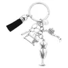 Keychains Sewing Machine Keychain Bag Pendant Ring Charm Keyring Ruler Creative Metal Chains