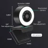 Webcams 2K Full HD1080P Auto Focus Webcam con microfono Light Camera Fill Light Light USB CAM per videochiamate per laptop Conference Calling