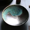 Japanse keramische hoedkom 10 inch westernstijl ramen plaat retro tabelgare home ronde noedelsoep slakom keuken servies