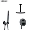 Mttuzk Messing Mattes Schwarz Dusch Set Badezimmer Wasserhahn Decke oder wandmontierte Duscharmarmdauermischer Tap Handheld Spray Set