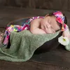 Blumenbaby Wrap Photography Kind wickeln Wickel mit Stirnband Bebe Boy Girl Foto Decke weicher Stretchstoff