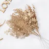 1 mazzo di coda di pavone oro eucalipto foglie acero foglie artificiali foglie di rami finte per la casa di natale