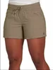 S-5xl Moda Mulheres Verão Casual Color Sólida Elastic Lace Up Shorts Divididos Calças Casuais Casual Feminino 240410