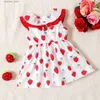 Meisjesjurken Baby Girl Strawberry Print Bow Decor Ruffled Tank Dress L47